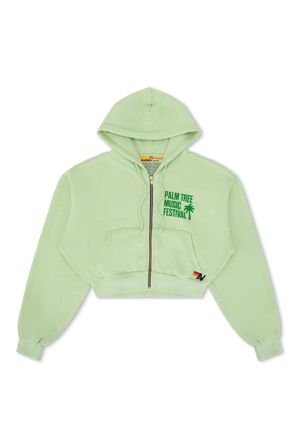 Classic PALM TREE FEST NAPA 2025 CROPPED ZIP HOODIE RELAXED - LIME CREAM