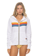 Classic 5 STRIPE HOODIE - WHITE