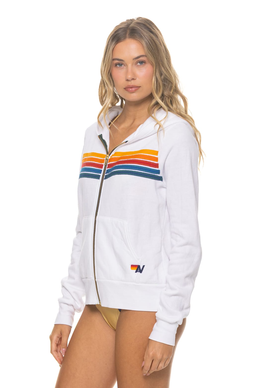 Classic 5 STRIPE HOODIE - WHITE