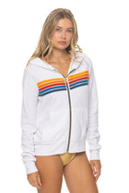 Classic 5 STRIPE HOODIE - WHITE