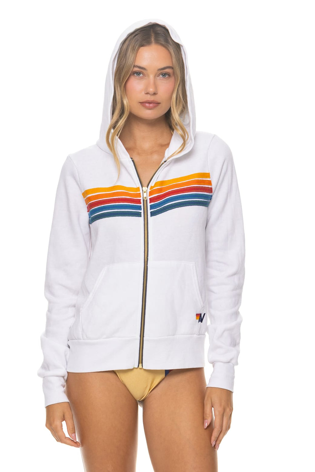 Classic 5 STRIPE HOODIE - WHITE