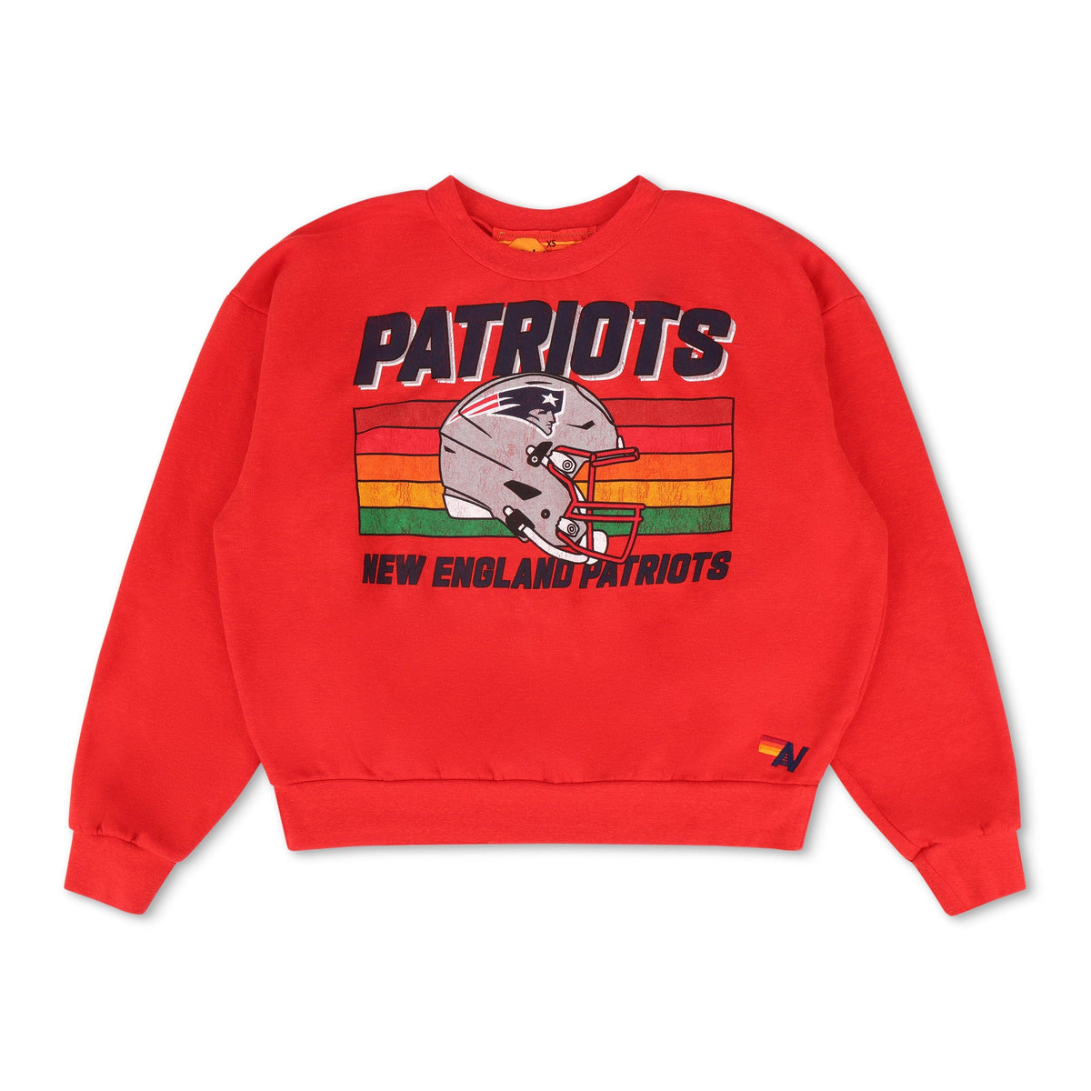 Classic NEW ENGLAND PATRIOTS HELMET RELAXED CREW SWEATSHIRT - FLASH RED