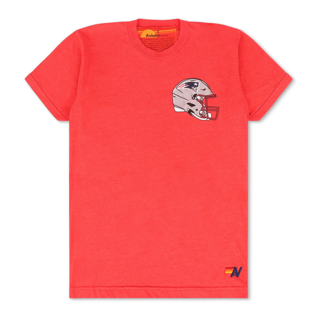 Classic NEW ENGLAND PATRIOTS HELMET CREW TEE SHIRT - FLASH RED