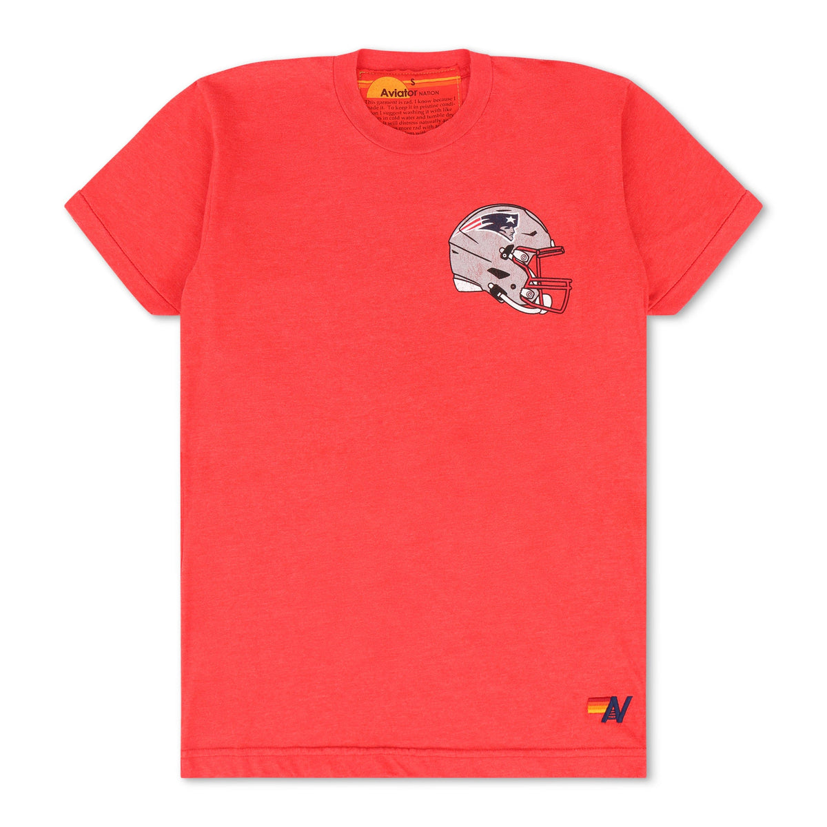 Classic NEW ENGLAND PATRIOTS HELMET CREW TEE SHIRT - FLASH RED