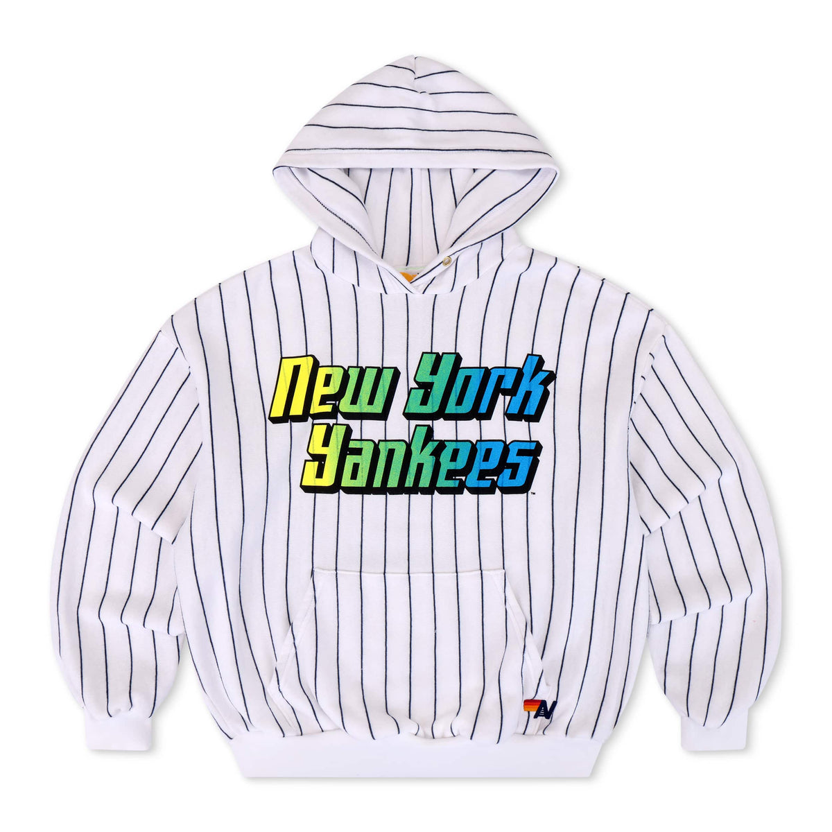 Classic NEW YORK YANKEES PINSTRIPE 2026 RELAXED PULLOVER HOODIE - WHITE NAVY