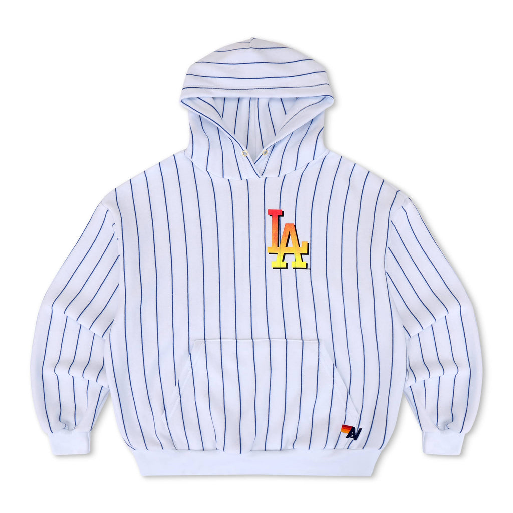 Classic LOS ANGELES DODGERS PINSTRIPE 2026 RELAXED PULLOVER HOODIE - WHITE BLUE