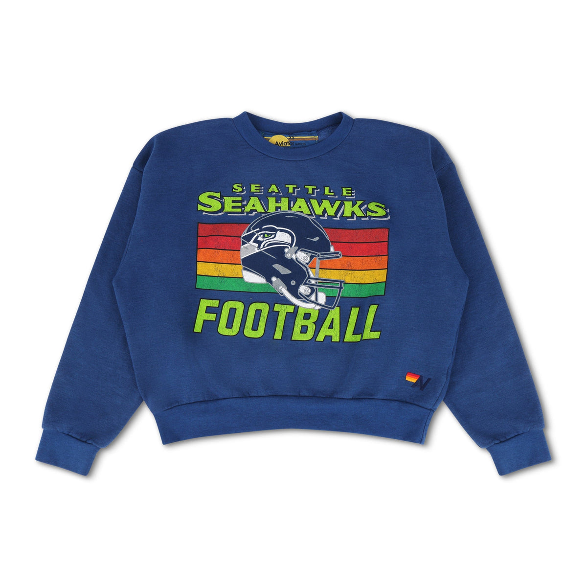 Classic SEATTLE SEAHAWKS HELMET RELAXED CREW SWEATSHIRT - ROYAL
