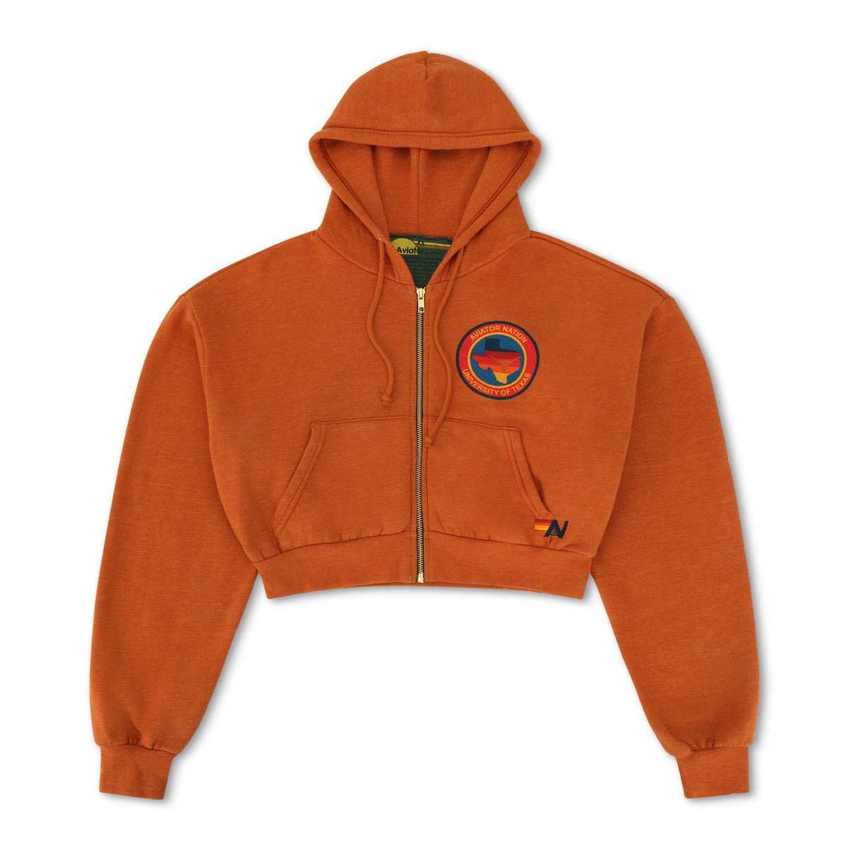 Classic UNIVERSITY OF TEXAS LONGHORNS RELAXED CIRCLE CROPPED HOODIE - BURNT ORANGE