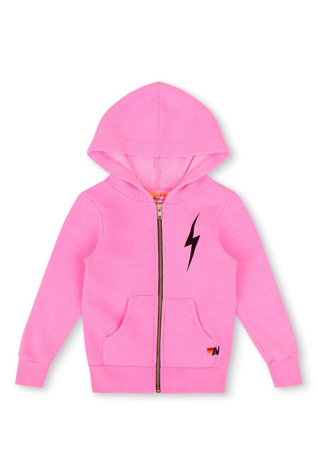 Classic KIDS BOLT PRINT ZIP HOODIE - NEON PINK