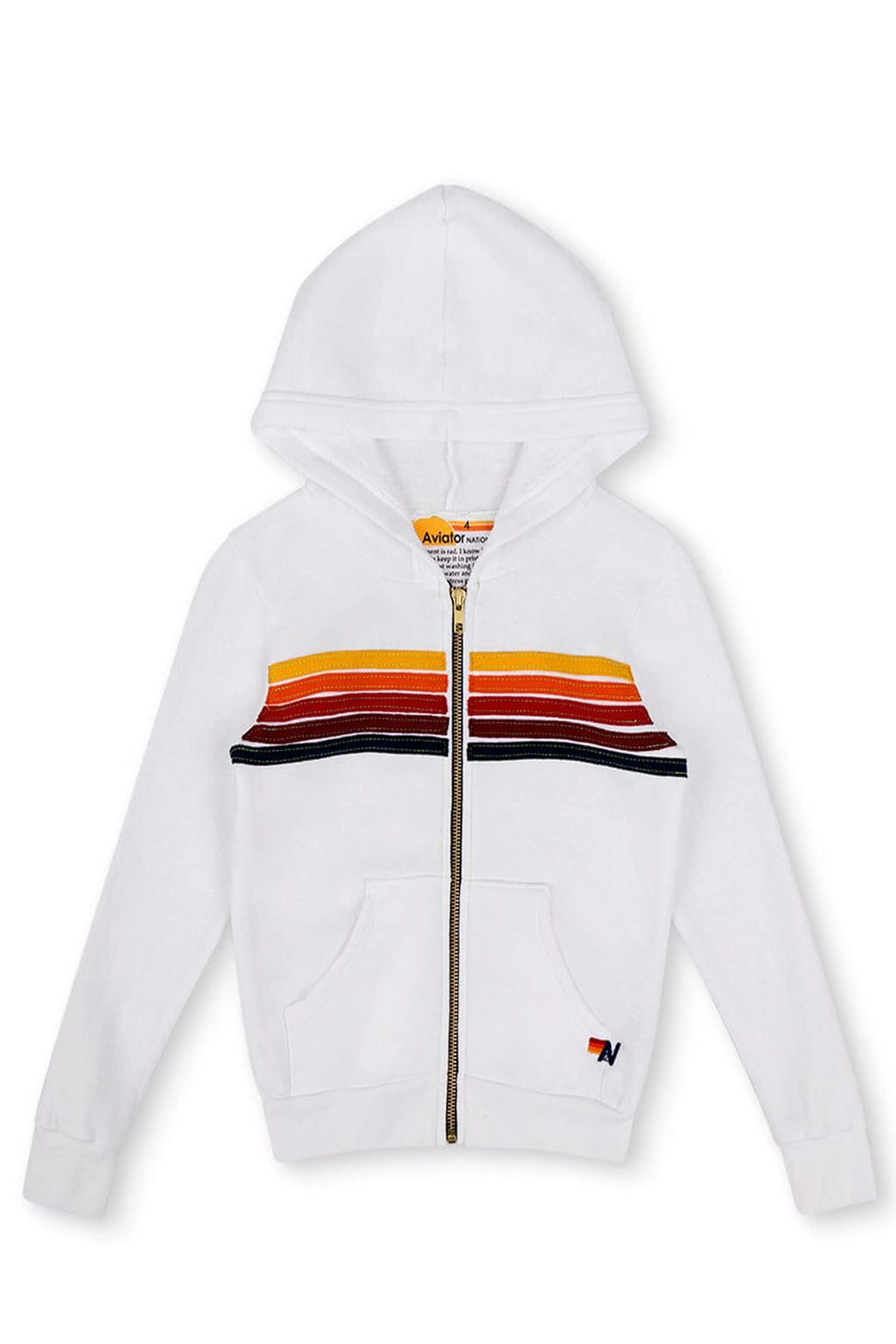 Classic KIDS 5 STRIPE HOODIE - WHITE