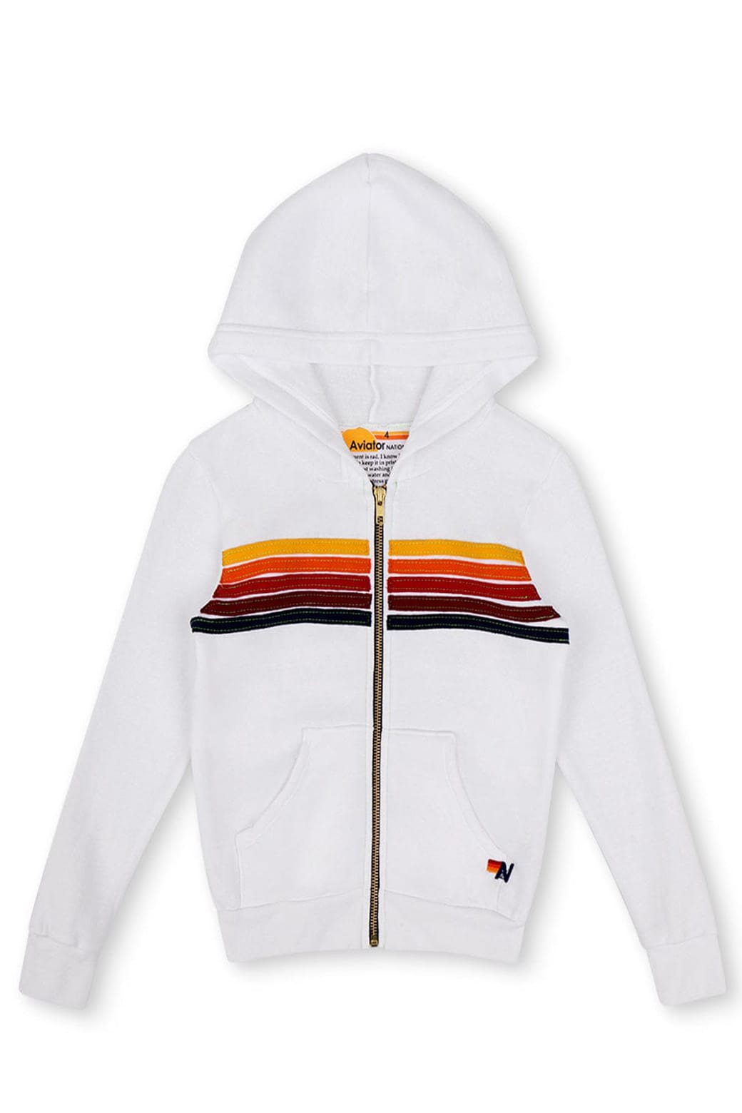 Classic KIDS 5 STRIPE HOODIE - WHITE