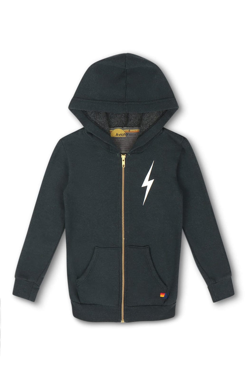 Classic KIDS BOLT PRINT ZIP HOODIE - CHARCOAL WHITE