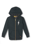 Classic KIDS BOLT PRINT ZIP HOODIE - CHARCOAL WHITE