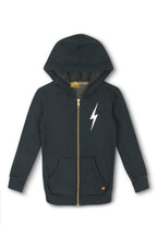 Classic KIDS BOLT PRINT ZIP HOODIE - CHARCOAL WHITE