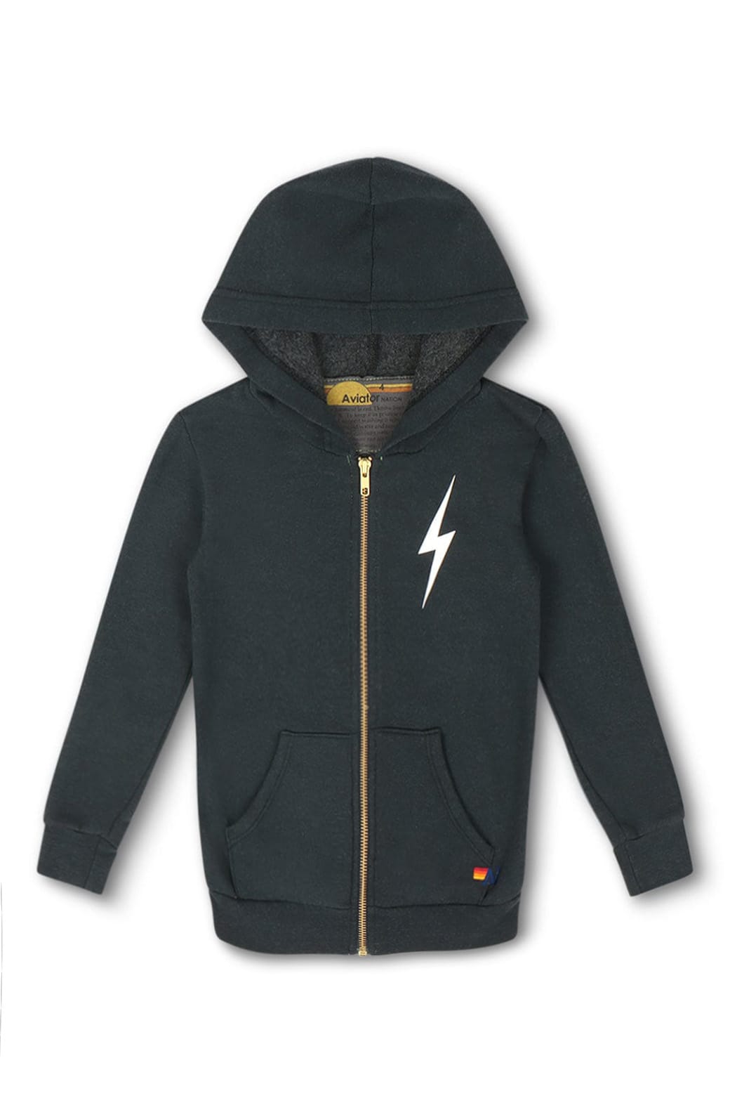 Classic KIDS BOLT PRINT ZIP HOODIE - CHARCOAL WHITE