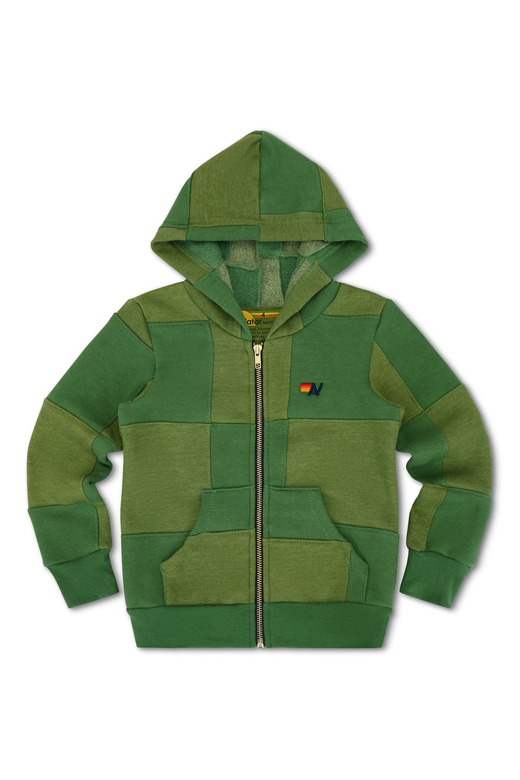 Classic KIDS CHECK QUILTED ZIP HOODIE - JUNGLE GREEN PALM