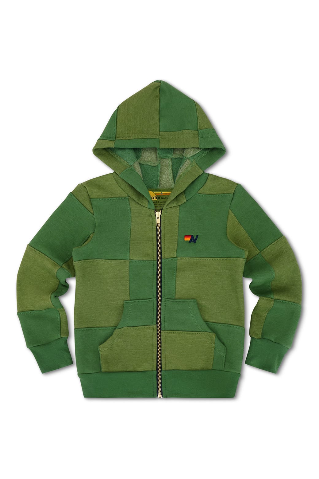 Classic KIDS CHECK QUILTED ZIP HOODIE - JUNGLE GREEN PALM