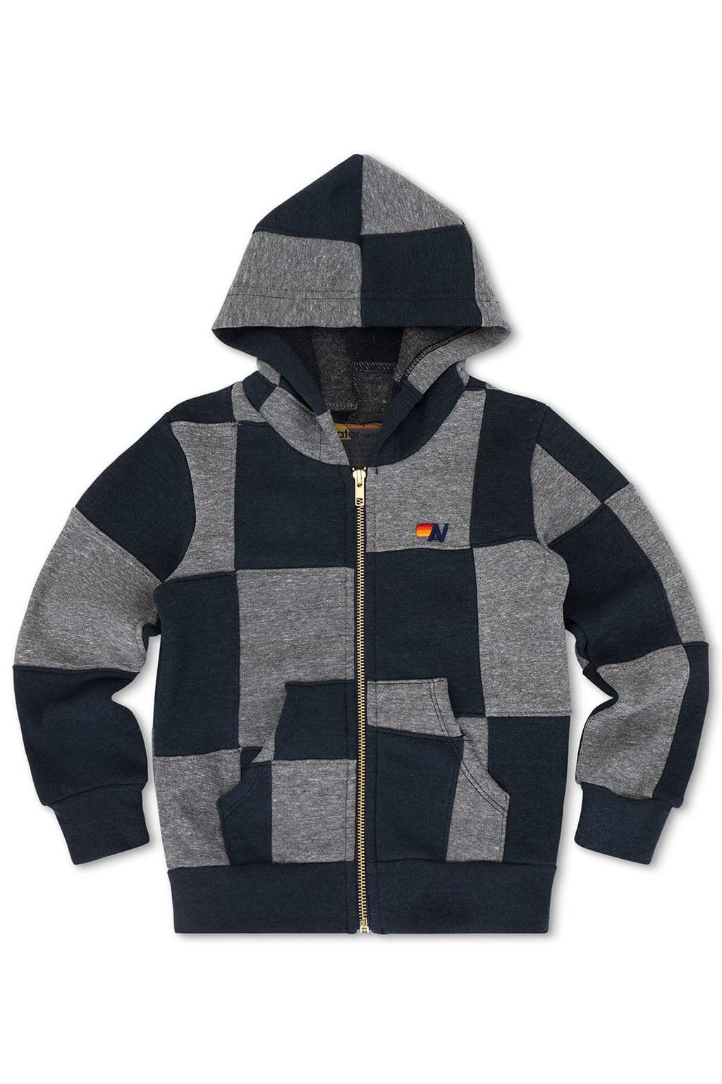 Classic KIDS CHECK QUILTED ZIP HOODIE - HEATHER GREYCHARCOAL