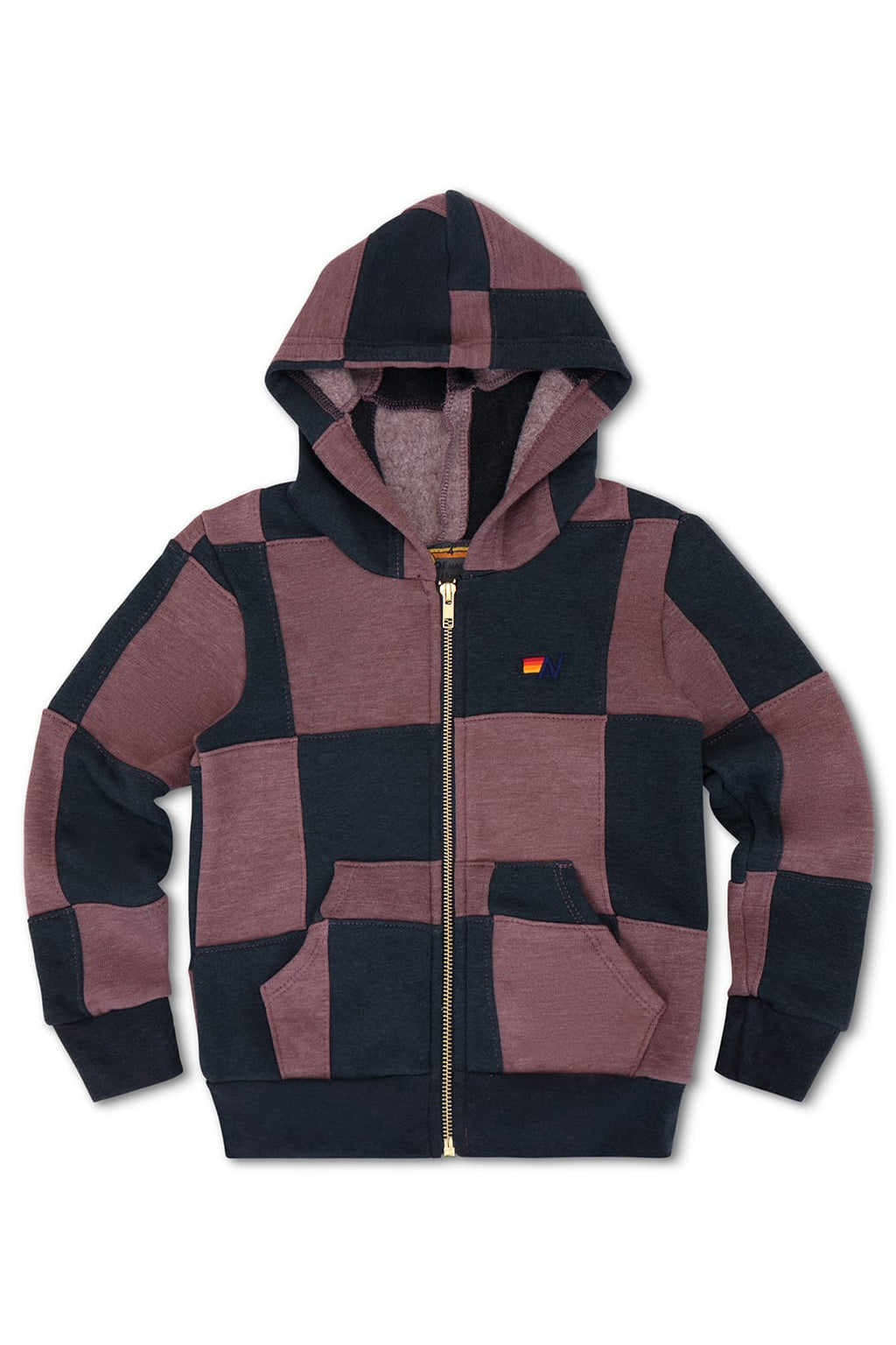 Classic KIDS CHECK QUILTED ZIP HOODIE - CHARCOAL MOCHA