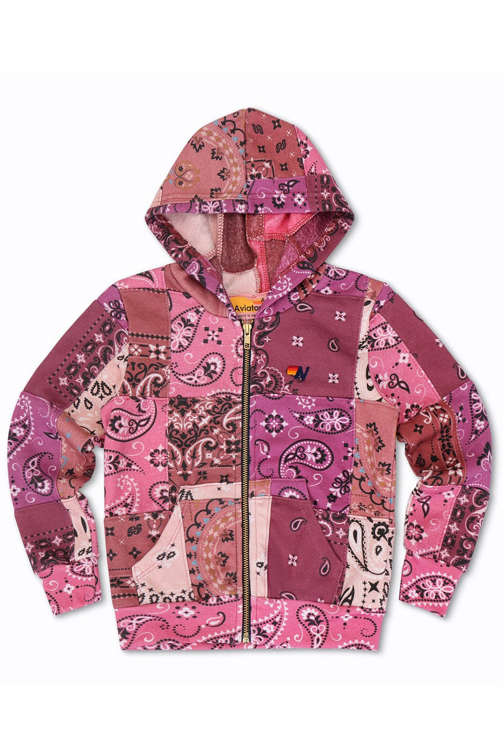 Classic KIDS BANDANA QUILTED ZIP HOODIE - PINK