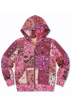 Classic KIDS BANDANA QUILTED ZIP HOODIE - PINK