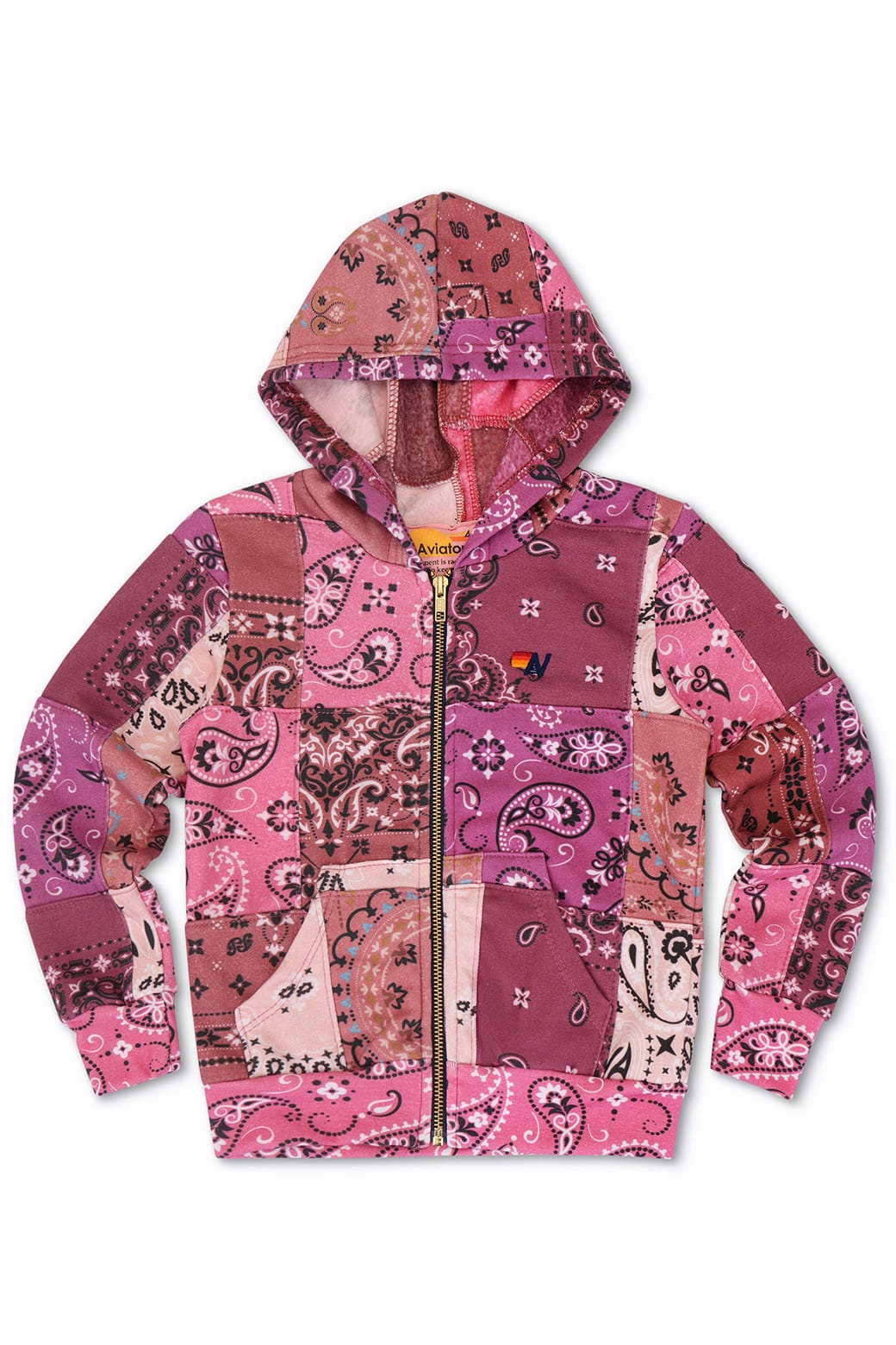 Classic KIDS BANDANA QUILTED ZIP HOODIE - PINK