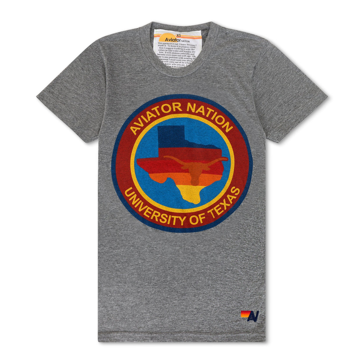 Classic UNIVERSITY OF TEXAS CIRCLE PRINT CREW TEE SHIRT - HEATHER