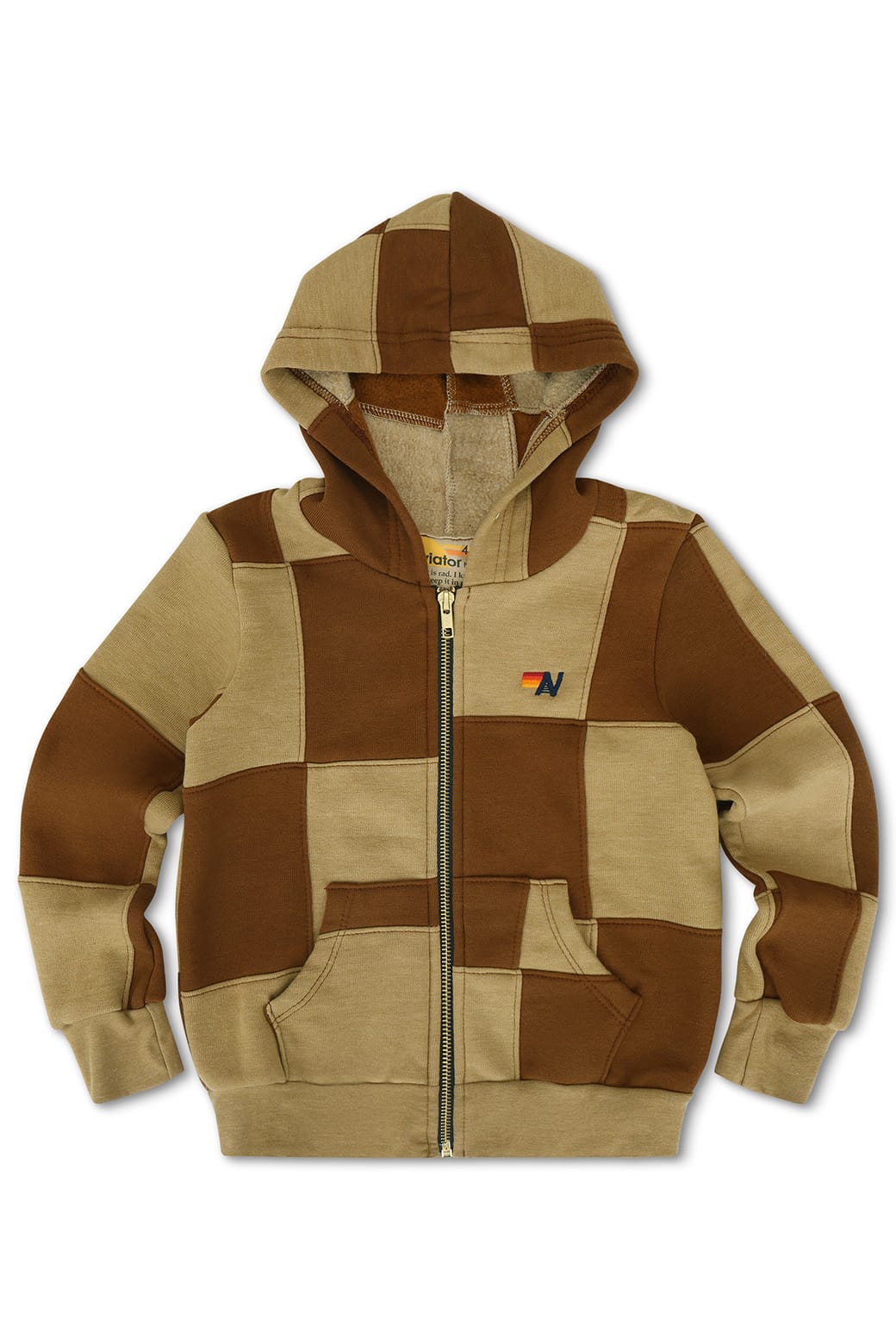 Classic KIDS CHECK QUILTED ZIP HOODIE - TAN CINNAMON