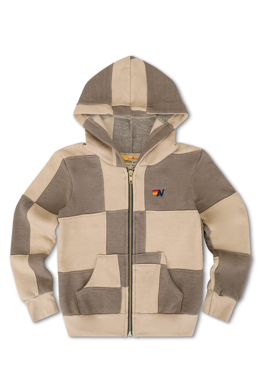Classic KIDS CHECK QUILTED ZIP HOODIE - SAND TAUPE