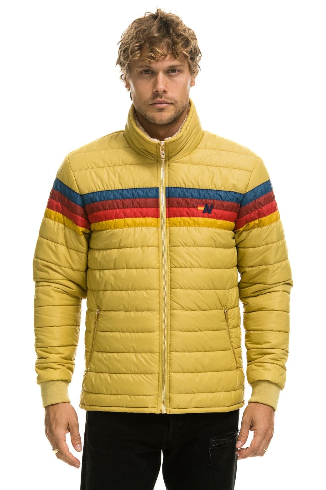 Classic 4 STRIPE RAINBOW SLEEVE JACKET - KHAKI