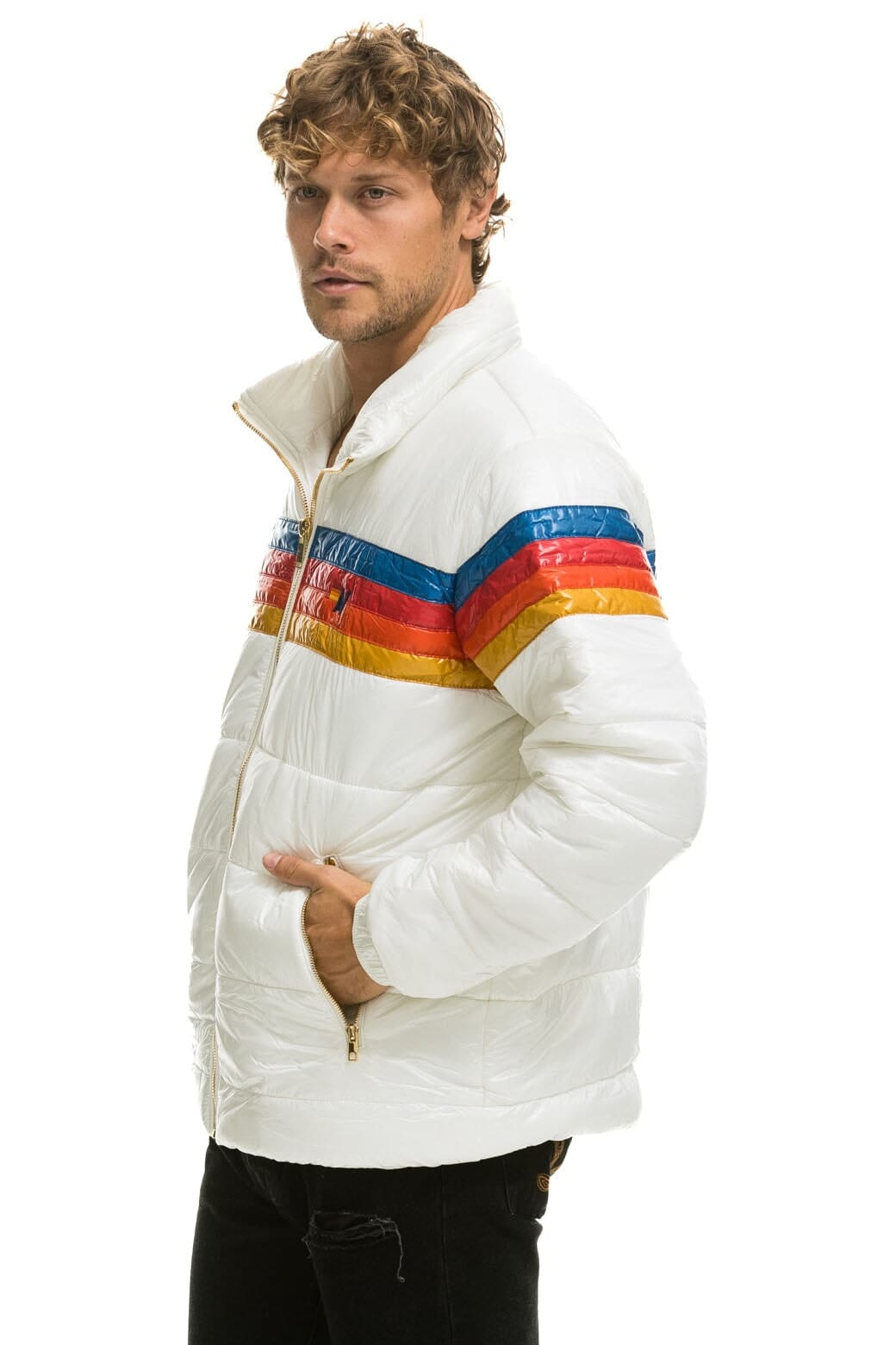 Classic 4 STRIPE LUXE TRAVELER JACKET - GLOSSY WHITE