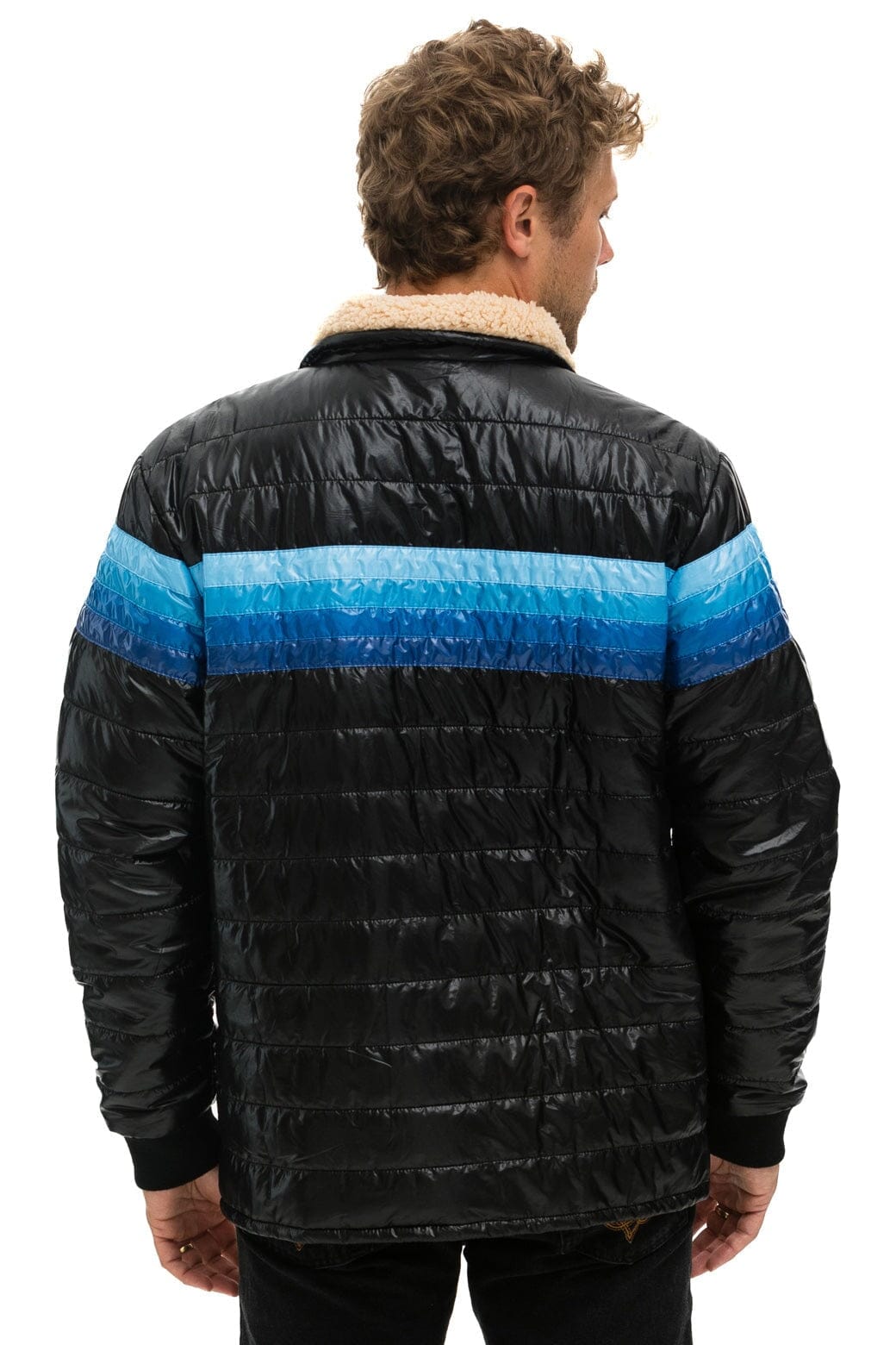 Classic 4 STRIPE JACKET - GLOSSY BLACK BLUE