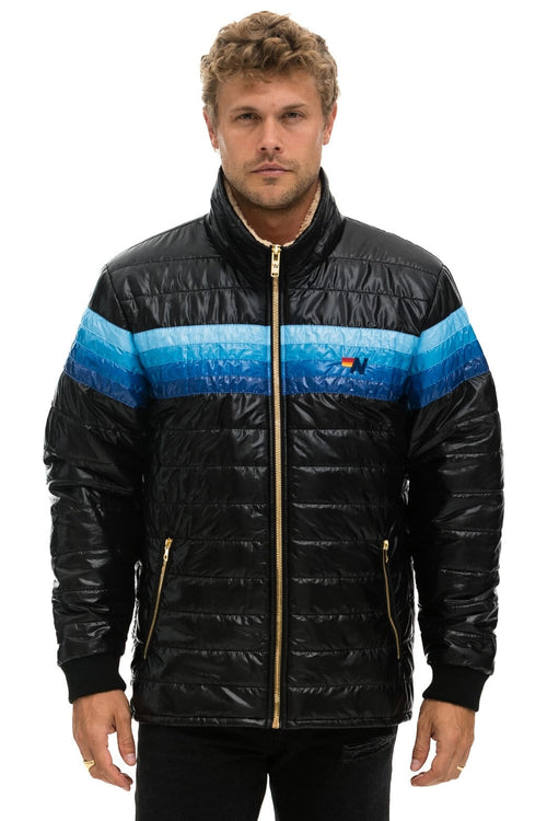Classic 4 STRIPE JACKET - GLOSSY BLACK BLUE