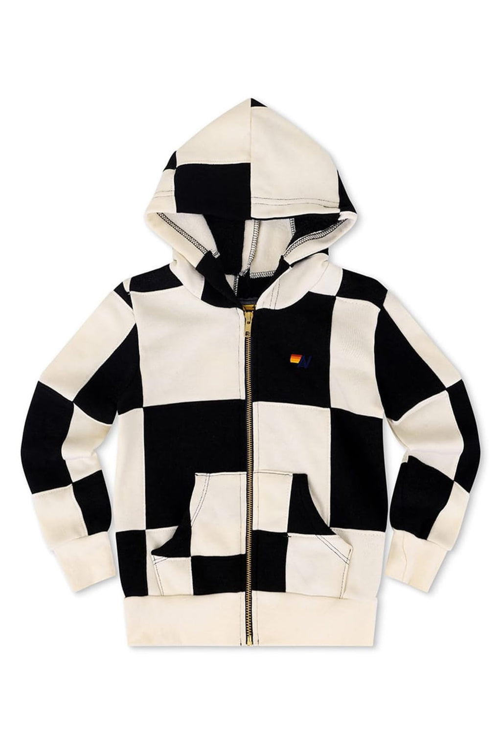 Classic KIDS CHECK QUILTED ZIP HOODIE - VINTAGE WHITE BLACK