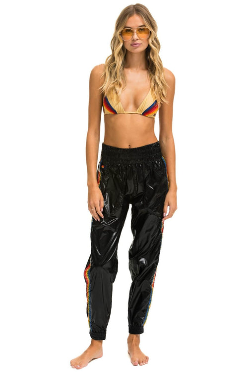 Classic 5 STRIPE HI RISE WIND PANT - BLACK