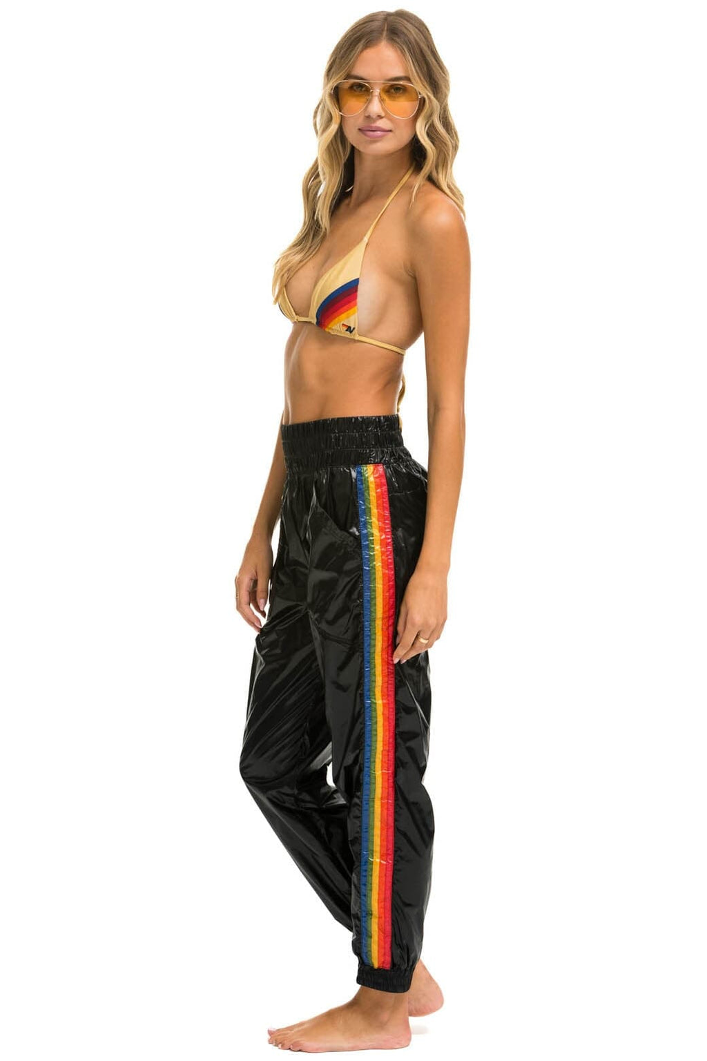 Classic 5 STRIPE HI RISE WIND PANT - BLACK