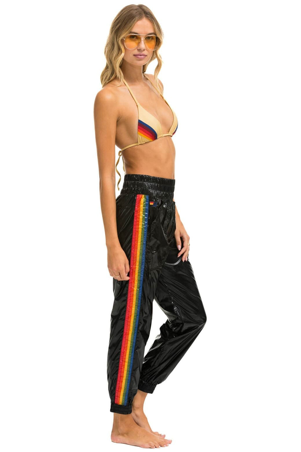 Classic 5 STRIPE HI RISE WIND PANT - BLACK
