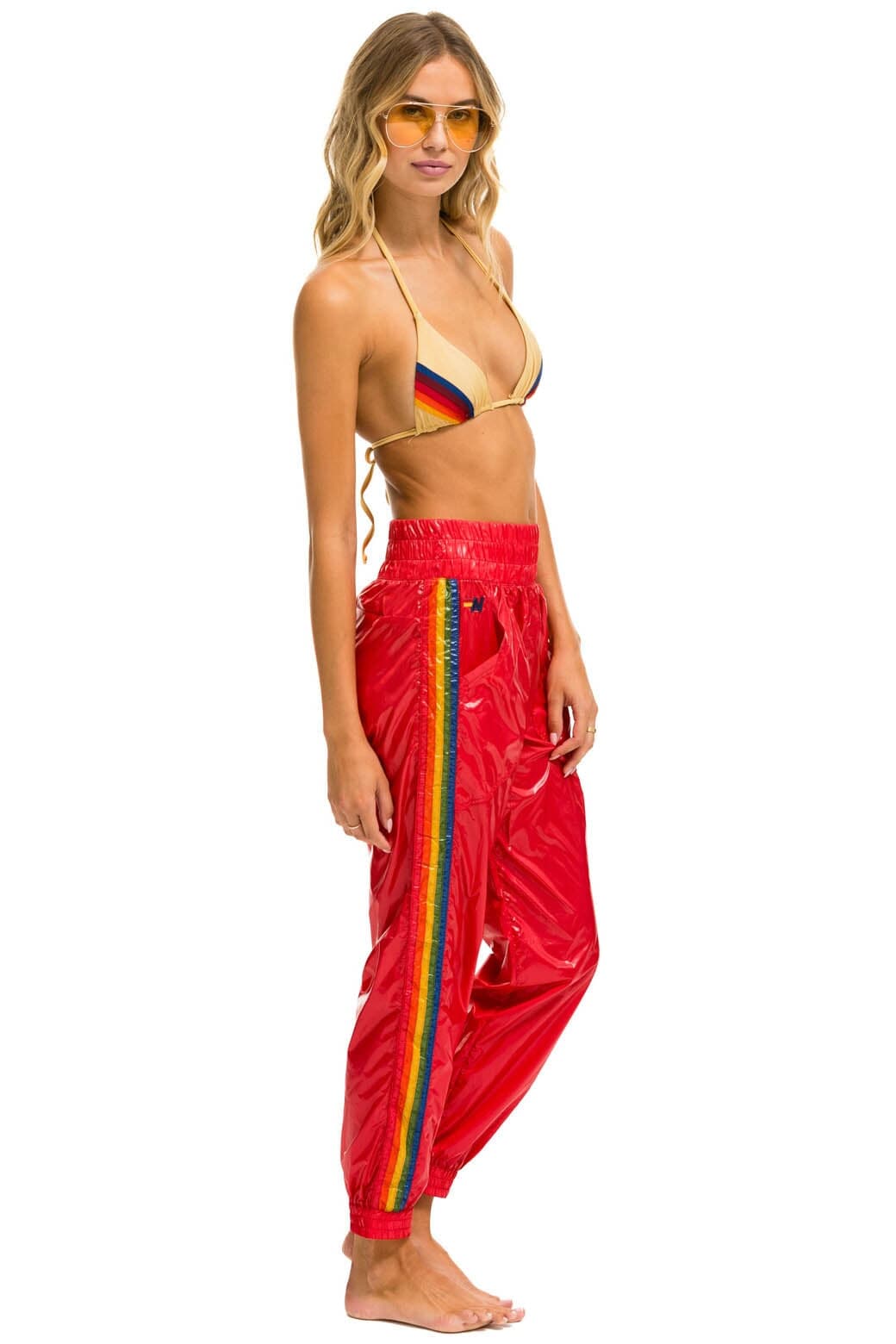 Classic 5 STRIPE HI RISE WIND PANT - CHERRY