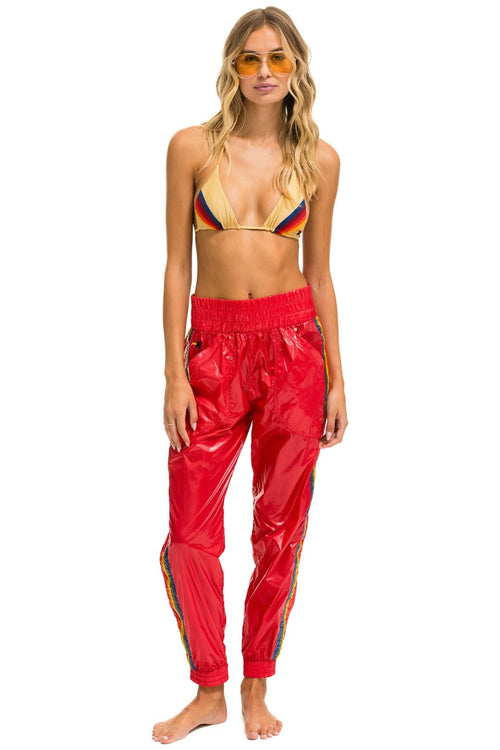Classic 5 STRIPE HI RISE WIND PANT - CHERRY