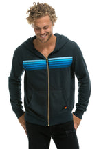 Classic 5 STRIPE HOODIE - CHARCOAL BLUE