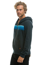 Classic 5 STRIPE HOODIE - CHARCOAL BLUE
