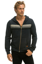 Classic 5 STRIPE HOODIE - CHARCOAL GREY STRIPES