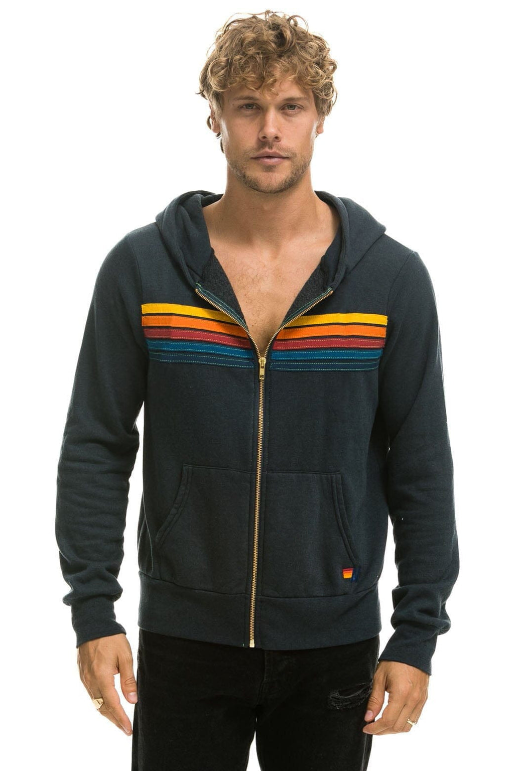 Classic 5 STRIPE HOODIE - CHARCOAL