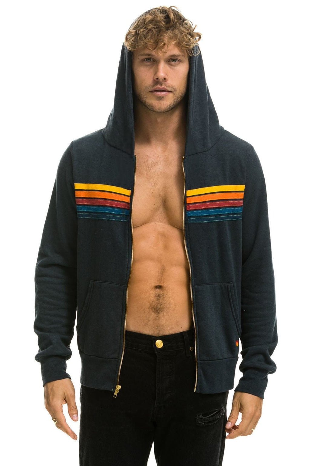 Classic 5 STRIPE HOODIE - CHARCOAL