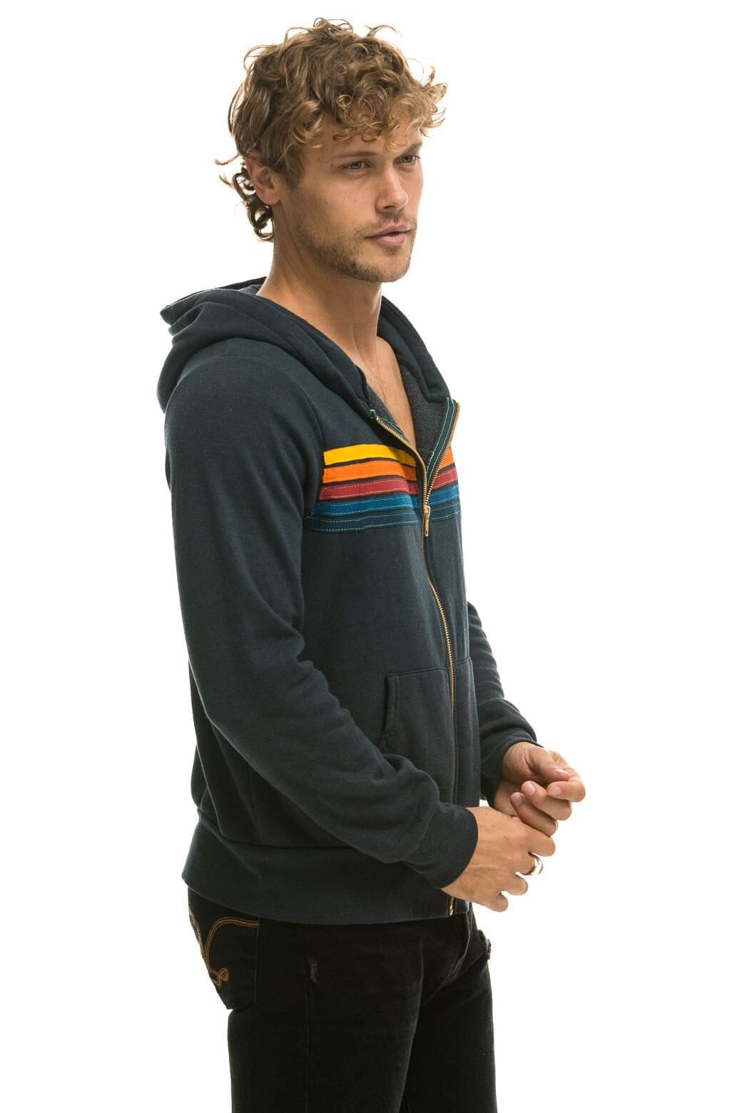 Classic 5 STRIPE HOODIE - CHARCOAL