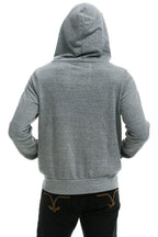 Classic 5 STRIPE HOODIE - HEATHER GREY BLUE