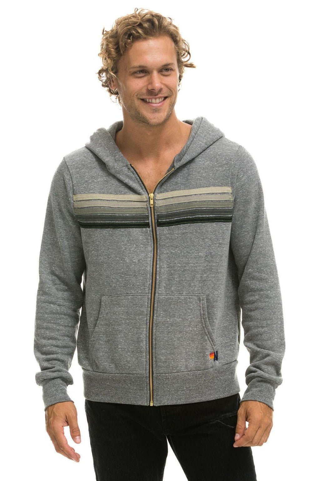 Classic 5 STRIPE HOODIE - HEATHER GREY GREY