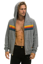 Classic 5 STRIPE HOODIE - HEATHER GREY