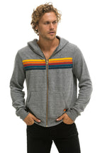 Classic 5 STRIPE HOODIE - HEATHER GREY