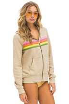 Classic 5 STRIPE HOODIE - SAND PINK GREEN